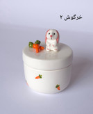 بانکه نقلی سرامیکی دستساز فانتزی با درب و خرگوش دستساز